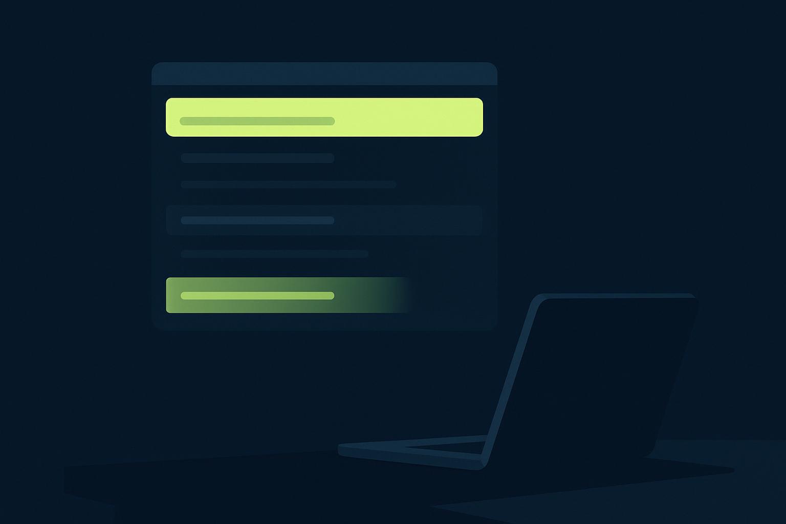 A terminal command palette with most slash-command rows dimmed and only two highlighted in lime green