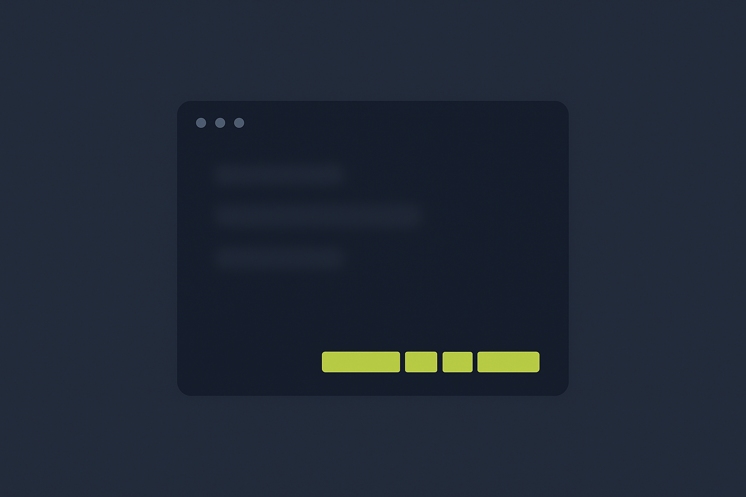 A minimalist navy terminal window with a lime-green segmented status bar along the bottom edge, representing a Claude Code statusline showing context usage.