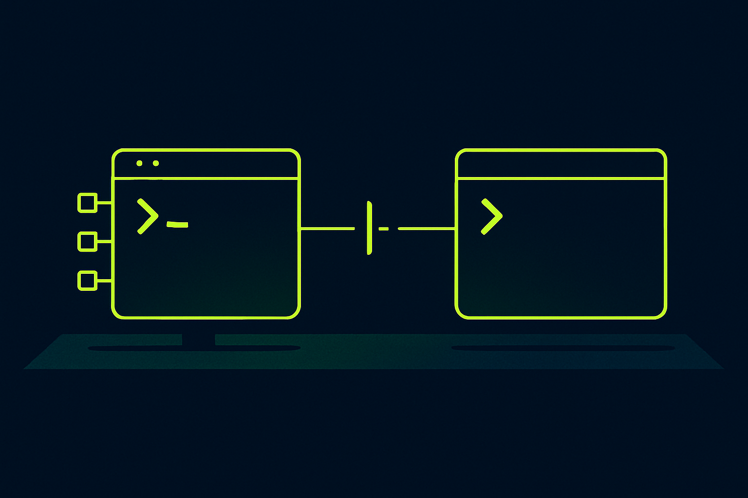 Two glowing terminal windows facing each other on a dark desk, representing OpenCode versus Claude Code